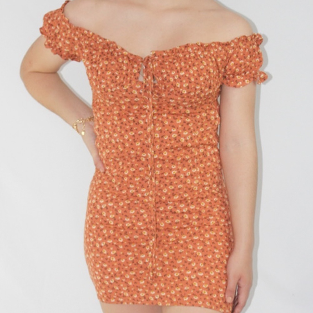 Floral Smocked Off Shoulder Dress